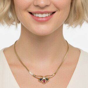 Vintage Attwood & Sawyer A&S 22ct Gold Plated Swarovski Crystal Pendant Necklace